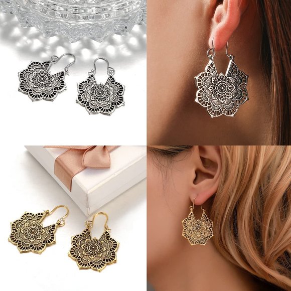 NEW 8 Pairs Boho  Dangle Earrings for Women - Vintage Turquoise Western … - Picture 3 of 6